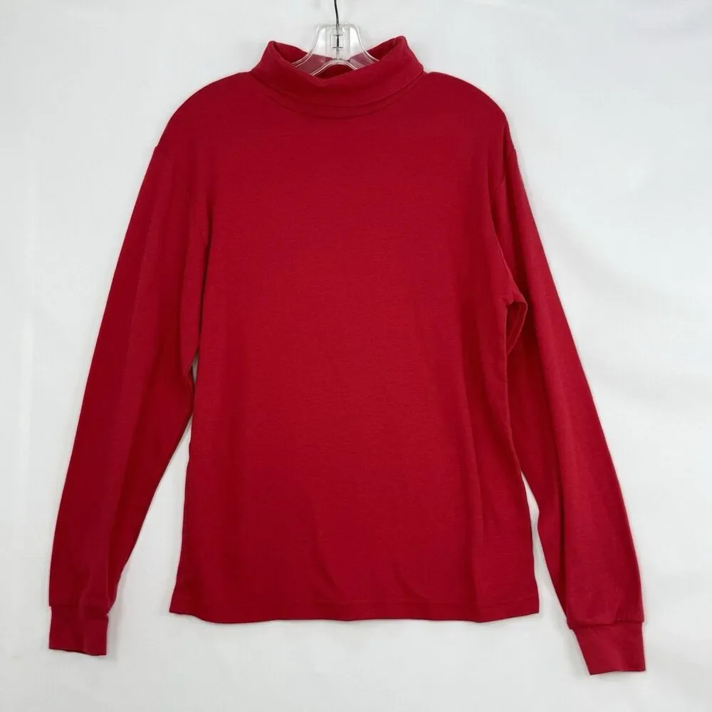 Eddie Bauer - Mens Turtleneck Red Shirt Size M Cotton